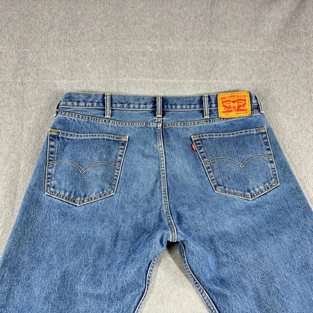 Levi's 505 Jeans Mens 40x29 Blue Denim Regular Straight Leg Medium Wash